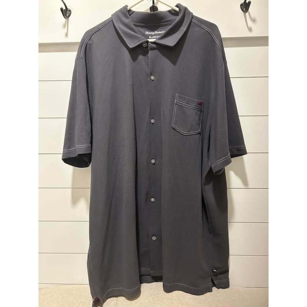 Tommy Bahama IslandZone Supima Cotton Gray Button Down Shirt Mens 3XL Big Tall